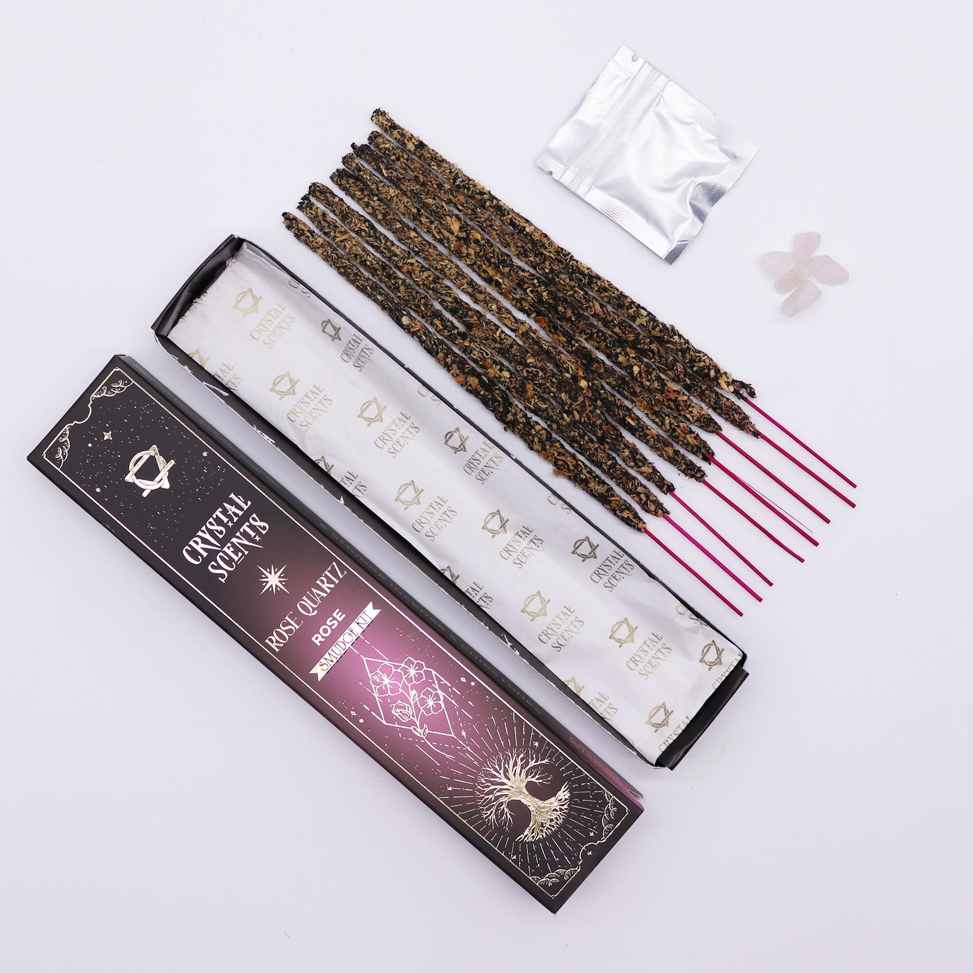 Rose Quartz Crystal Scents Smudge Incense Rose