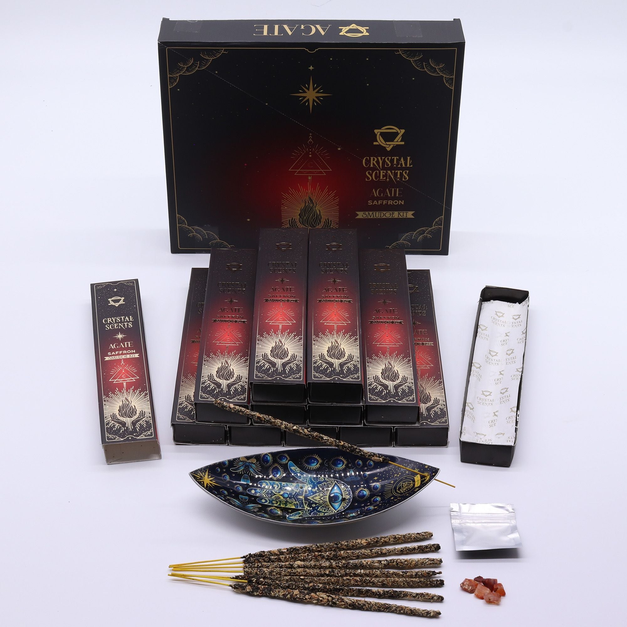 Red Agate Crystal Scents Smudge Incense Saffron