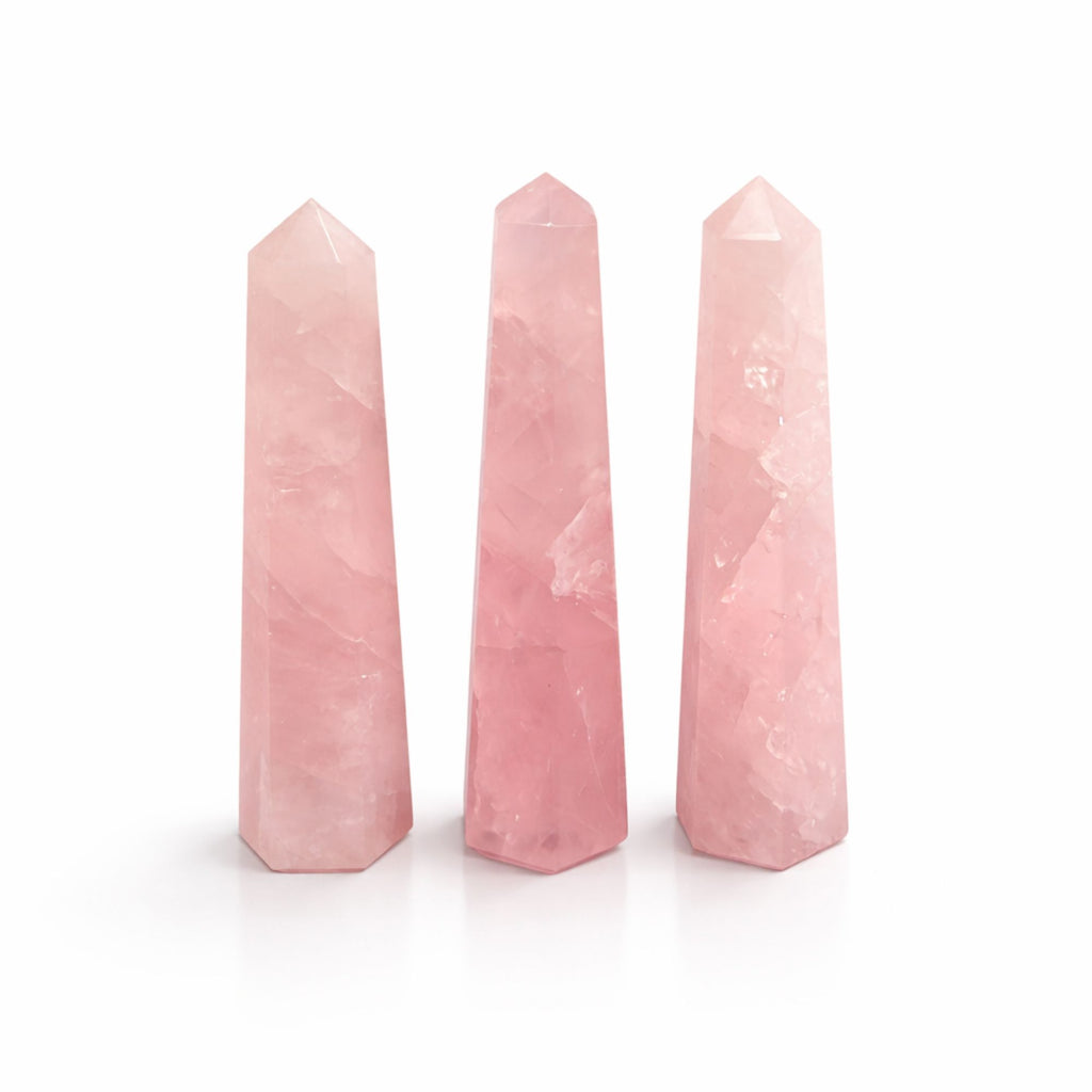 Gemstone Six Face Obelisk Point approx 11cm  - Rose Quartz