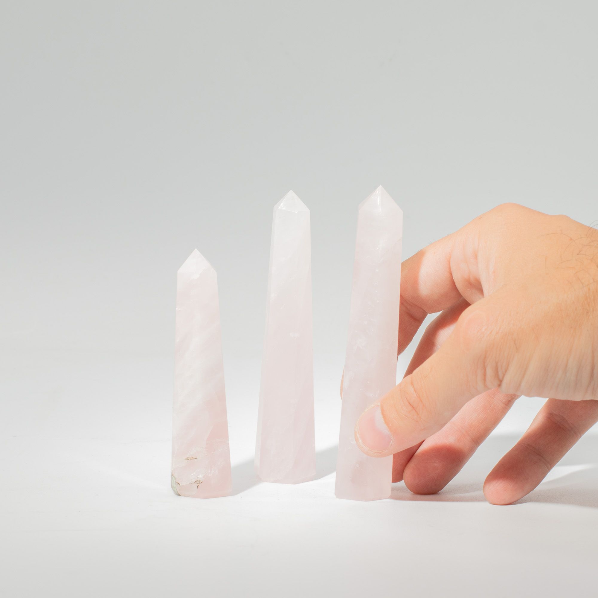 Gemstone Six Face Obelisk Point approx 11cm  - Rose Quartz